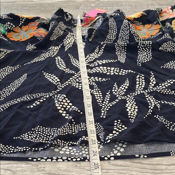 THML Blue Blouse with Colorful Embroidery New with tag Sizes Medium - Picture 9 of 12